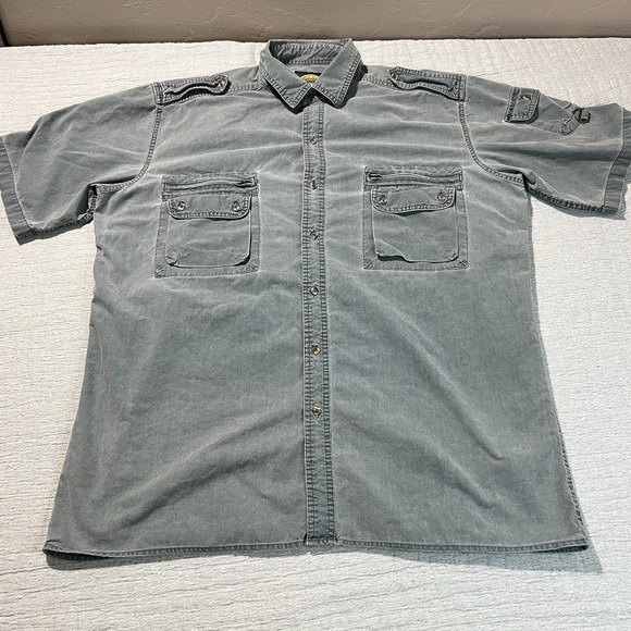 Cabelas Shirt Mens XLT‎ Safari Guide Work Shirt Button Up Short Sleeve Zippers - Picture 1 of 9